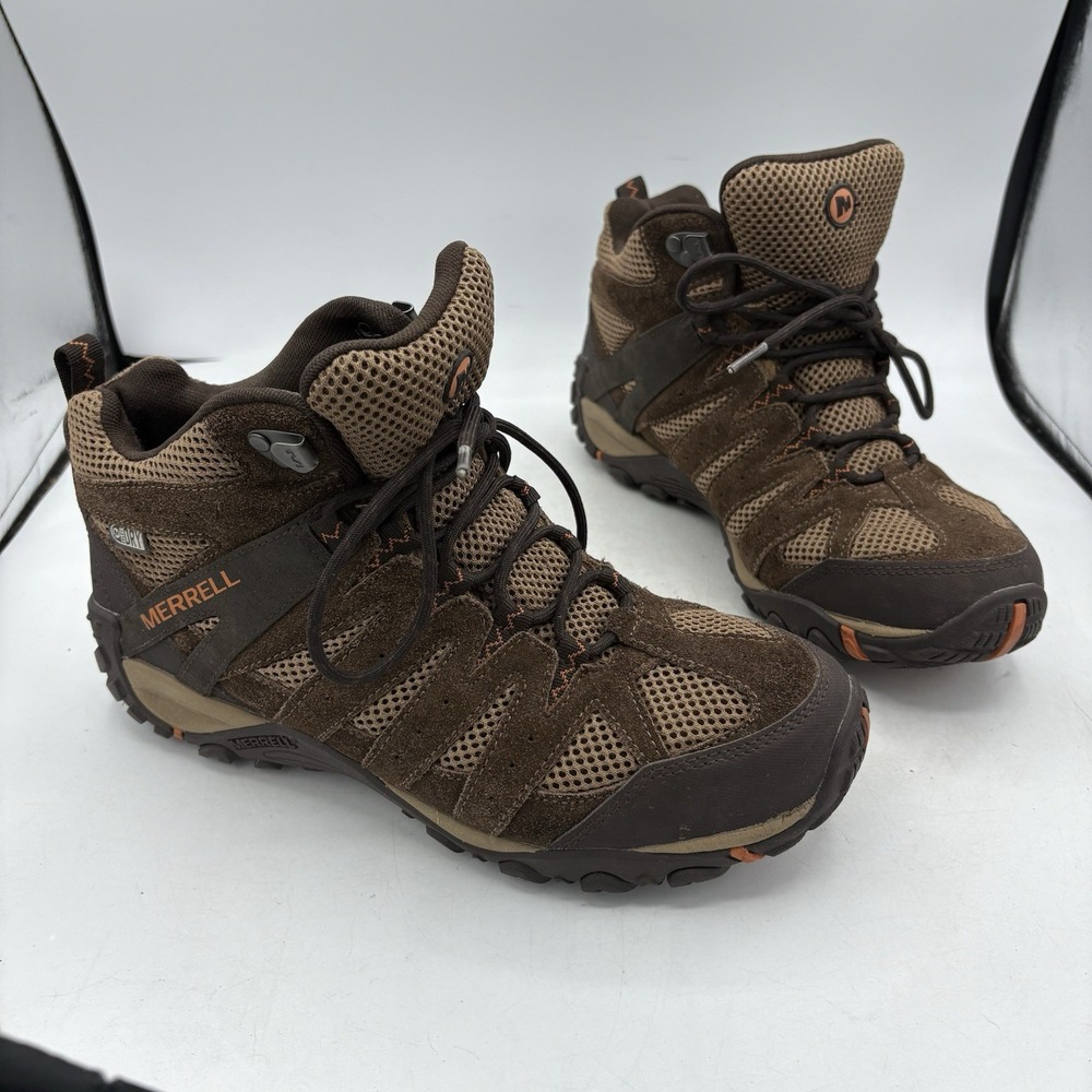 Merrell Hiking Boots Mens Size 9 Accentor 2 Vent Mid Trail Brown Leather